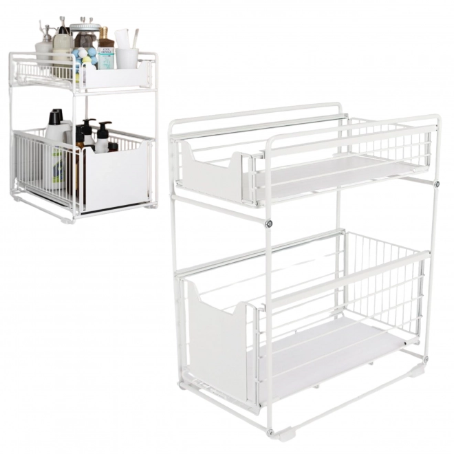 Keukenorganizer met twee ruime planken - wit