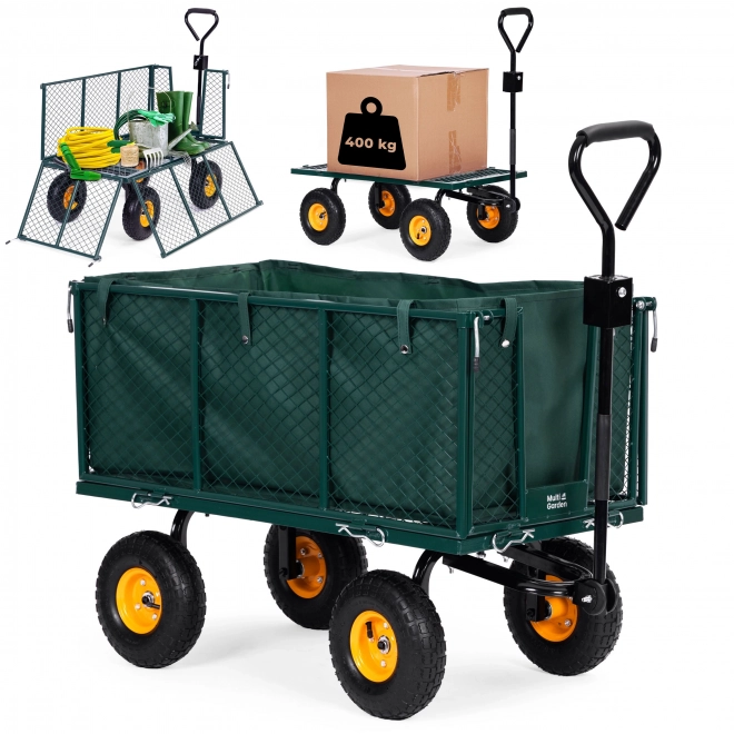 Garden Transport Cart MultiGarden with Opening Sides and Large Inflatable Wheels