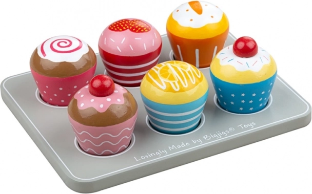 Bigjigs Toys Holz-Muffins mit Tablett