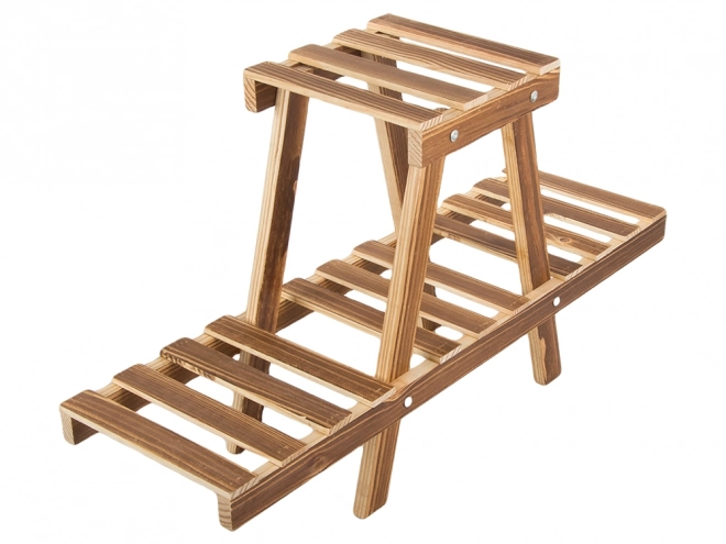 Houten tweelaagse plantenstandaard