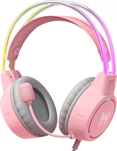 Casque de gaming ONIKUMA avec microphone, rose