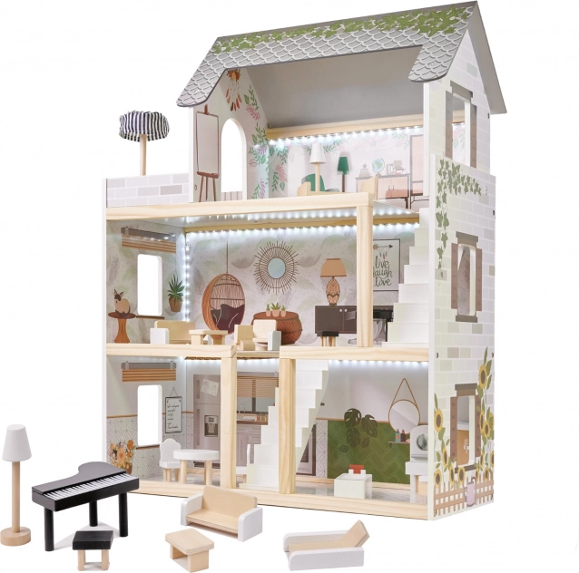 Houten poppenhuis LULILO Floro boho LED
