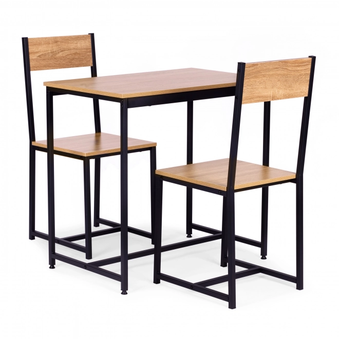 Furniture set: table and 2 chairs made of metal and MDF