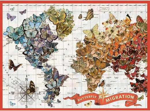 Artistieke wereldkaart van vlinders