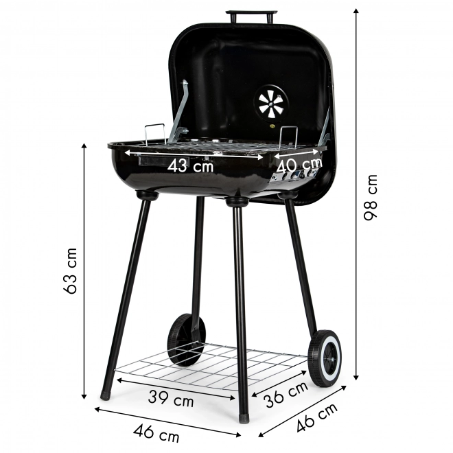 Moderner Grill mit Deckel und Rollen