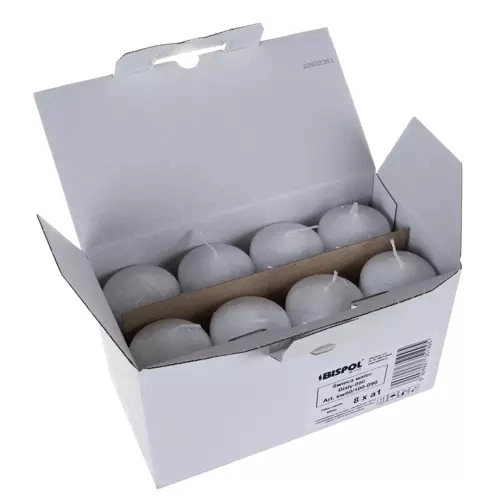 Cilinderkaars wit - set van 8 stuks.
