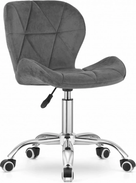 Swivel office chair with a wide backrest in grey velvet