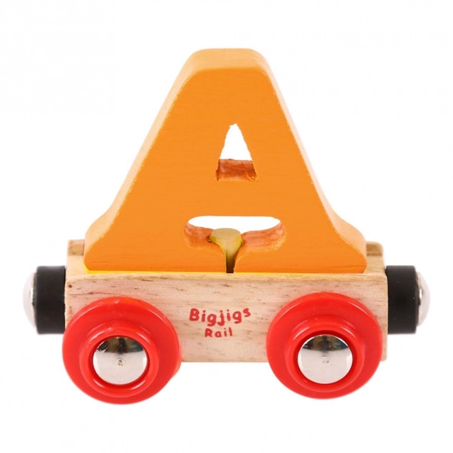 Houten wagon voor treinbaan met letter A