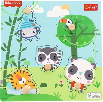 FISHER-PRICE Jungle Wooden Peg Puzzle, 5 Pieces