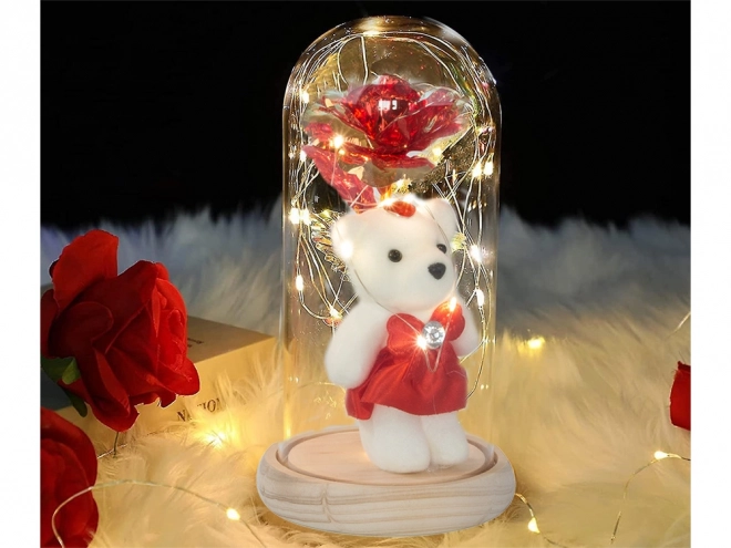Ewige Rose mit Beleuchtung in Glasbox