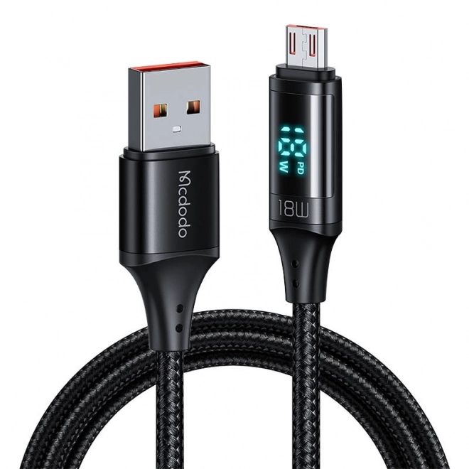 Schwarzes USB-zu-Micro-USB-Kabel mit LED-Anzeige
