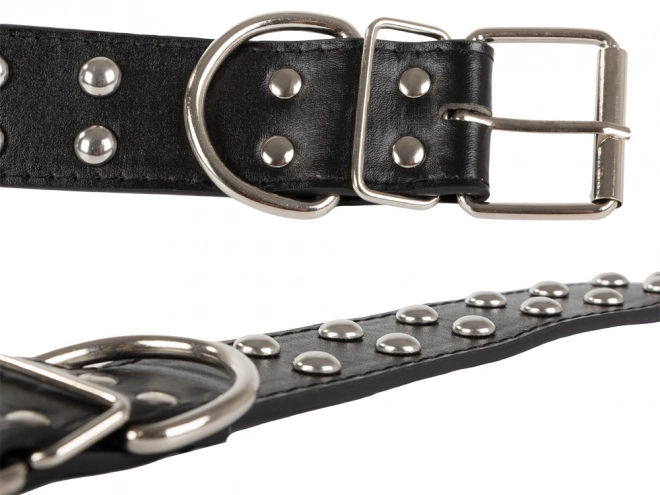 Verstelbare hondenhalsband van ecologisch leer met metalen knoppen