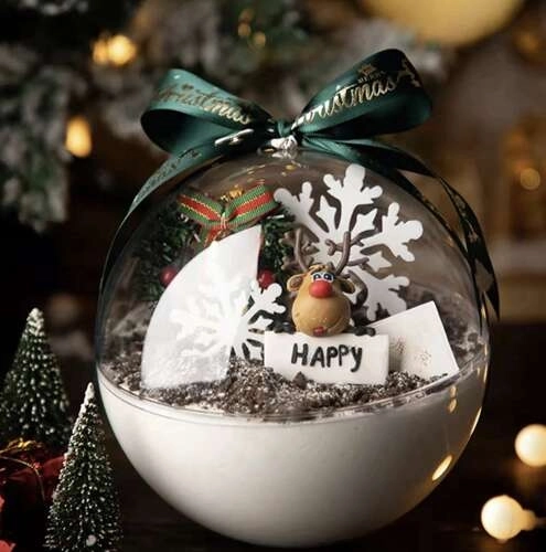 Durchsichtige Acryl-Weihnachtskugeln - Set mit 5 Stück
