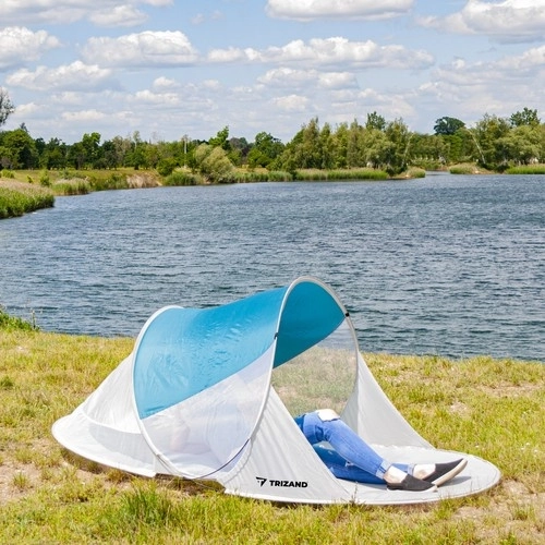 Strandtent 220x120x90cm - turquoise - grijs