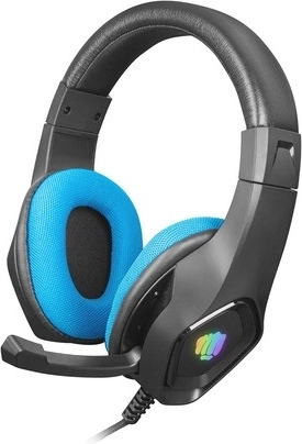 FURY Phantom gaming headphones with RGB lighting – black‑blue