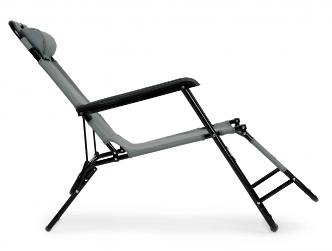Outdoor Foldable Garden Chair with Headrest Gray