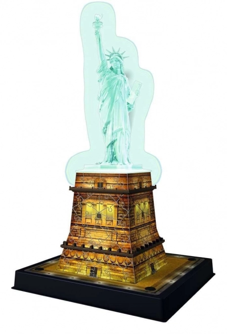 Verlichtende 3D puzzel Vrijheidsbeeld Nachteditie 108 stukjes