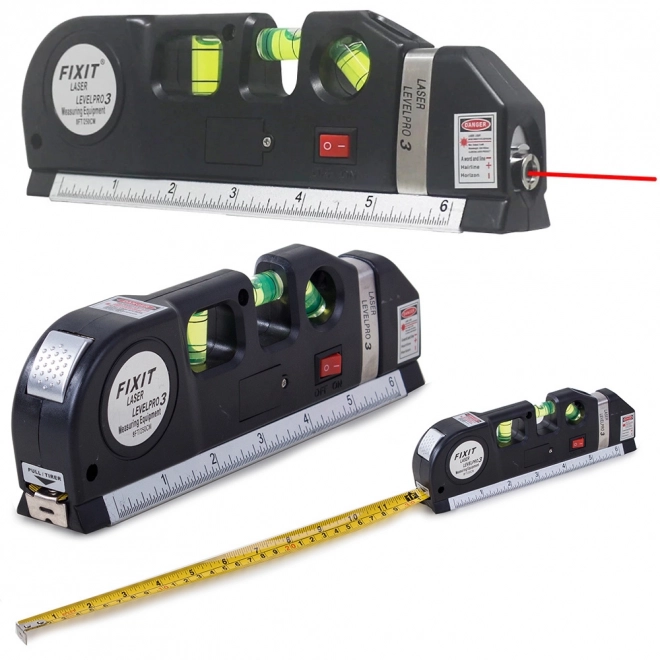 Laser waterpas met standaard meetlint en uitschuifbare meter