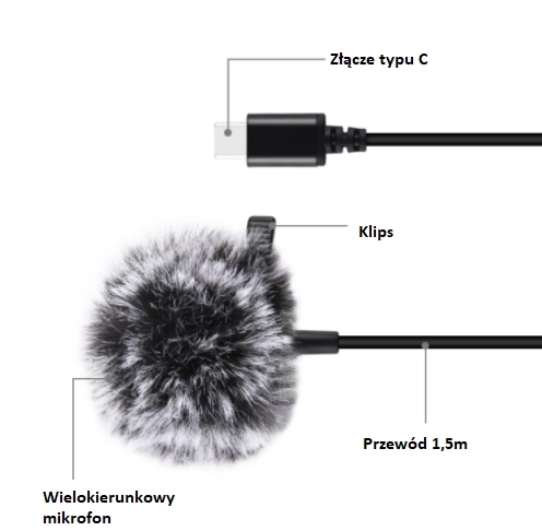 Lavalier Microphone with USB-C Connector Puluz