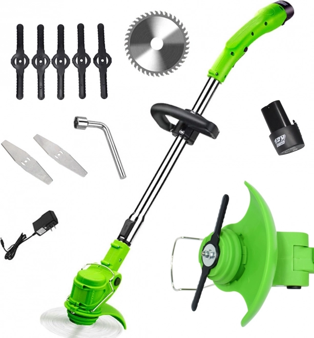 Accu-grastrimmer met messenset en telescopische handgreep 12 V