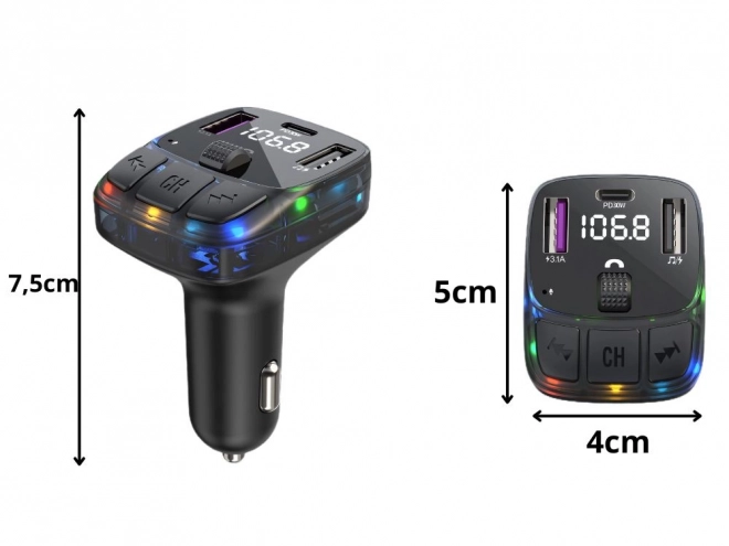Auto Bluetooth FM Transmitter mit USB-C und USB-A Schnellladung