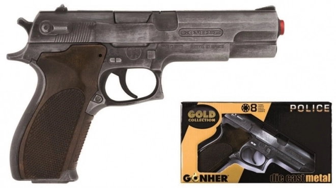 Politie pistool Golden collectie zilver metalen 8 schoten