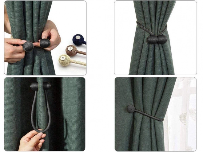 Decorative magnetic clips for curtains – Black