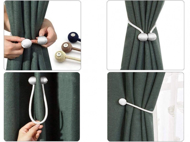 Decorative magnetic clips for curtains – White