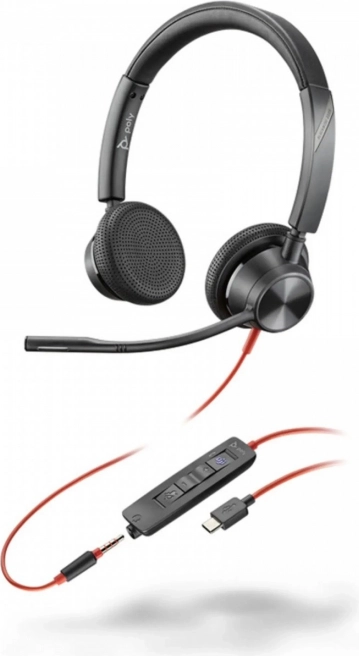 Poly Blackwire 3325 MS Headset with USB‑C, USB‑A Adapter, and 3.5 mm Connector