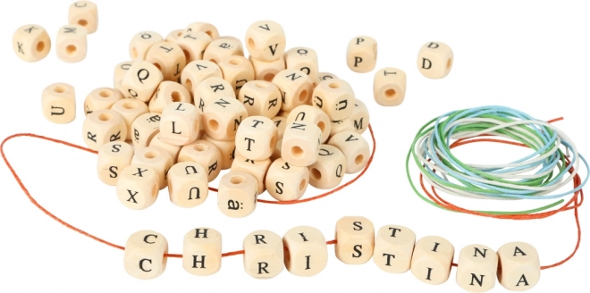 Grote houten kralenketting met letters Small Foot