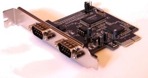 PCIe-controller met 2× RS‑232 van Unitek