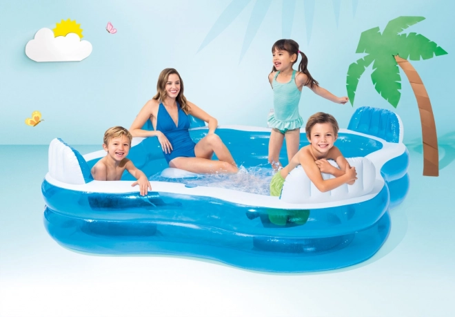 Inflatable Pool with Seats and Drink Holders