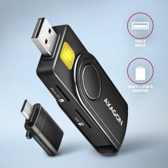 Axagon Taschenleser für Smartcards, SD/microSD/SIM Karten