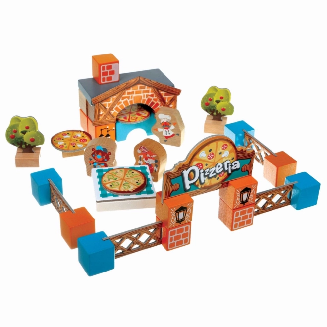 CUBIKA 14835 Pizzeria - houten bouwpakket met kartonnen accessoires