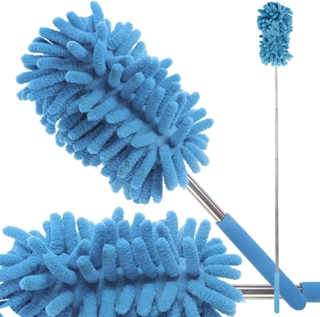 Telescopic microfiber duster with extension handle