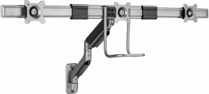Wandhouder voor 3 monitoren 17–27" met gasveer