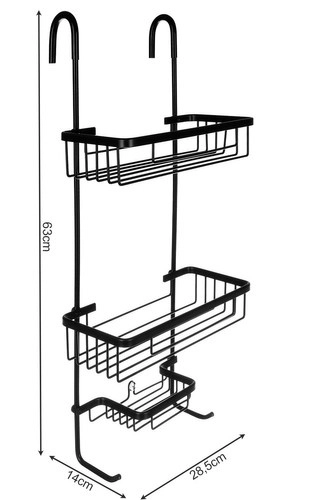 Hangende doucheplank - zwart