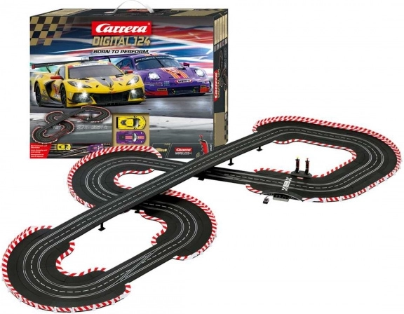 Carrera Digital 124 Born to Perform racebaan 9,3 m met Porsche 911 RSR en Chevrolet Corvette