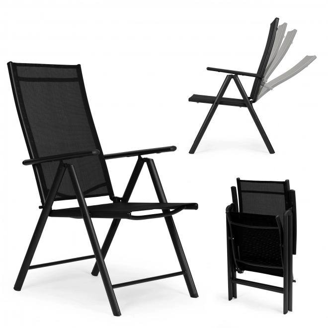 Set van 2 opvouwbare stalen tuinstoelen met verstelbare rugleuning ModernHome - zwart