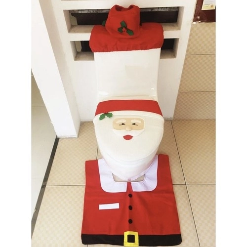 Kerst toilet hoes met tapijt Ruhhy 22360