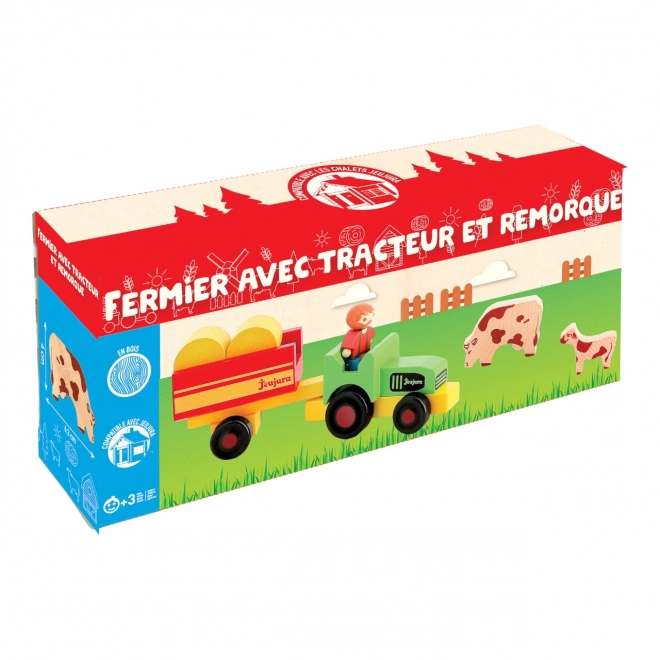 Jeujura wooden figures farmer with tractor