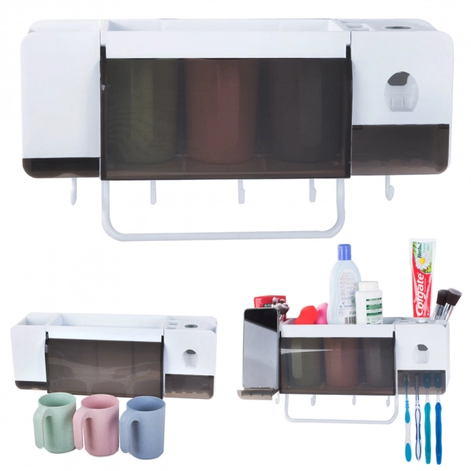 Organizer voor de badkamer met tandpastadispenser