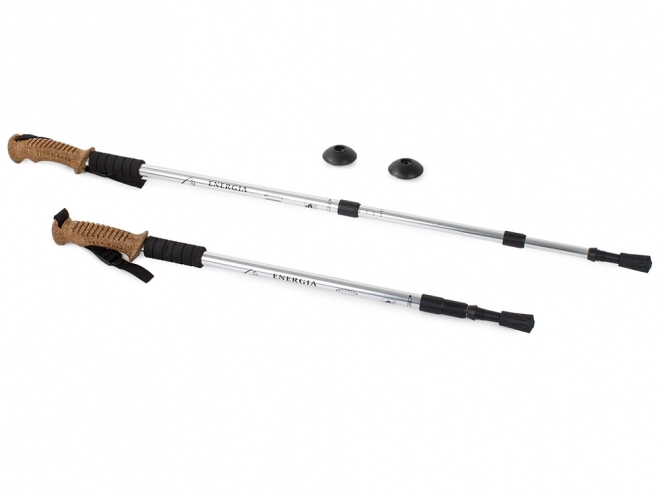Nordic Walking trekkingleunen kurken handvat - 1 stuk – Zilverkleurig