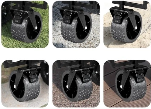 Brede 360° wielen met rem voor elk terrein