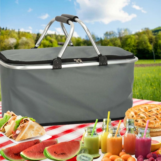 Opvouwbare thermische picknickmand grijs