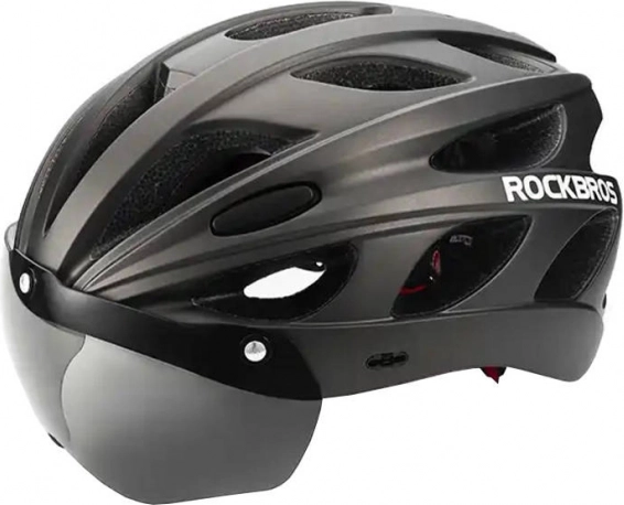 Schwarz Fahrradhelm mit Brille Rockbros