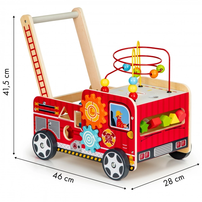 Wooden Educational Walker with Blocks - Fire Truck ECOTOYS