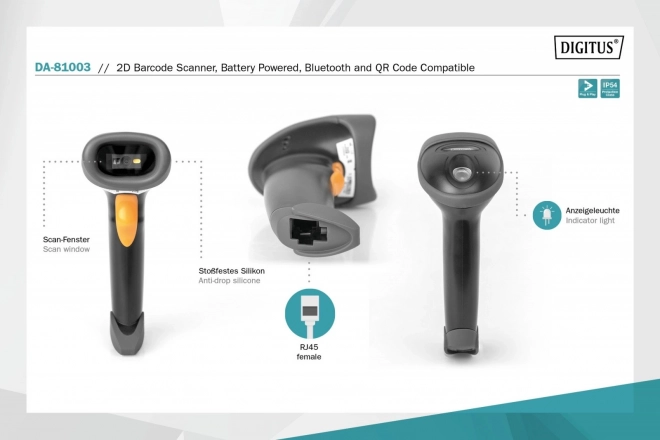 Kabelloses Bluetooth-Barcode-Scanner 1D und 2D mit QR-Codes und Ständer