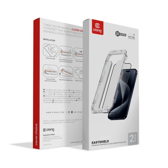 EasyShield 2-pack verre trempé pour iPhone 16 / iPhone 15