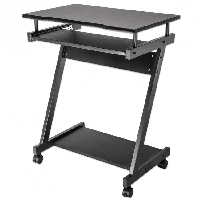 Mobile Computer Desk with Pull-Out Keyboard and Wheels